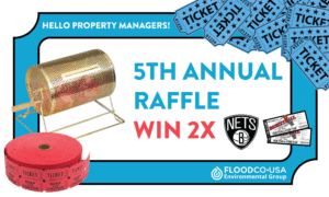 raffle banner graphic to promote the company event. Winners will get two tickets to a professional basketball game.