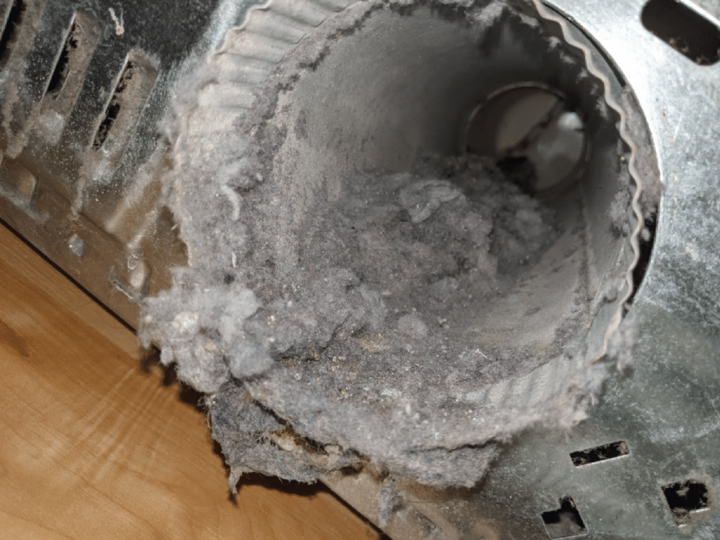 dryer vent filled with dust