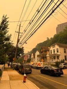Visible wildfire effect on air quality in NJ residential area