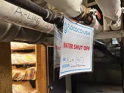FloodCo USA Water Shut Off sign
