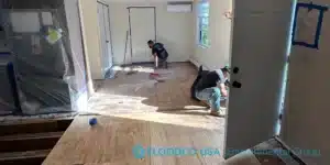 Floodco's flood restoration experts are on site cleaning up house after the flood.