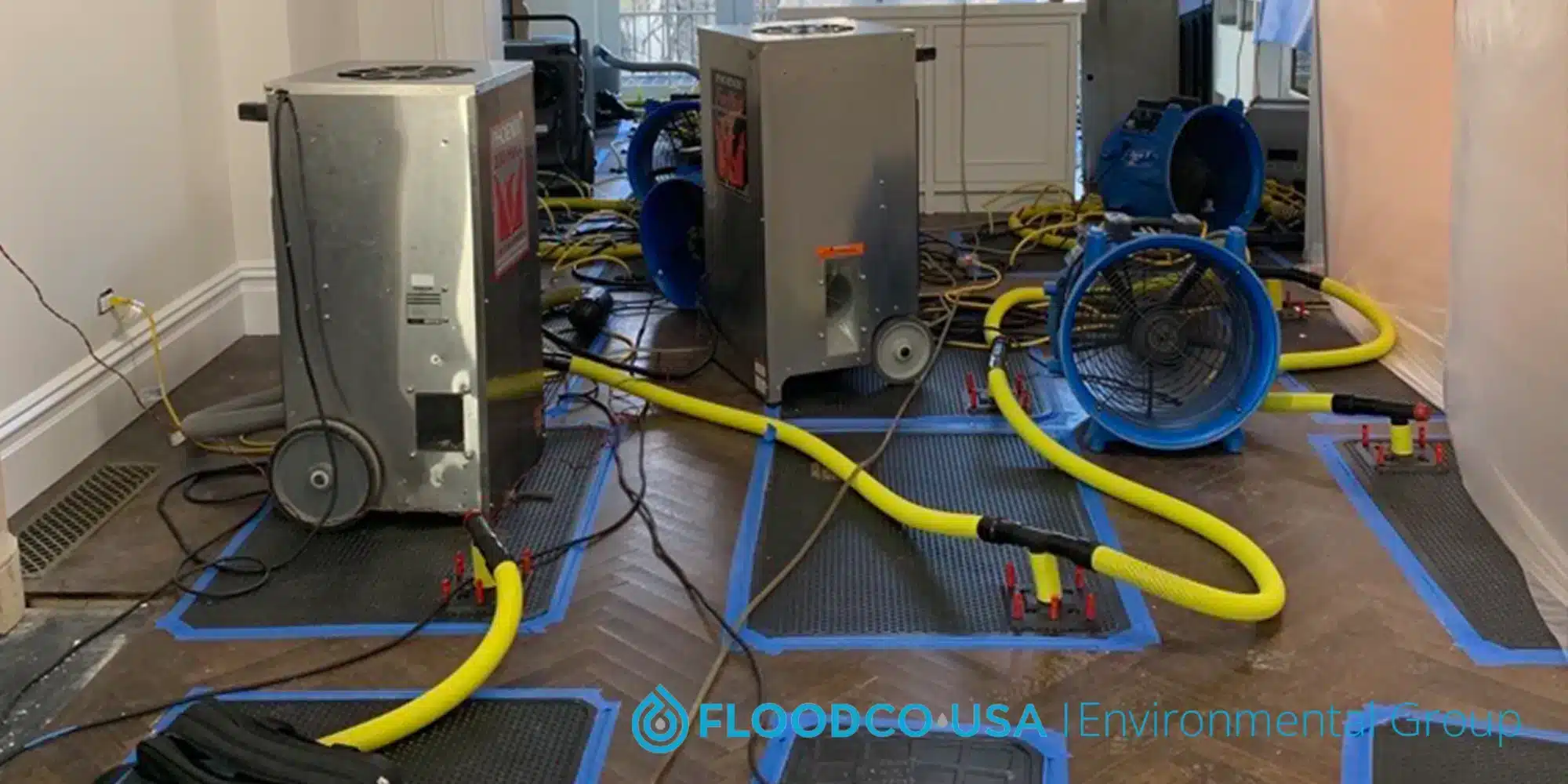 water damage restoration job in progress