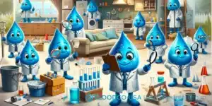 water guys testing various tests around the house to keep the place safe