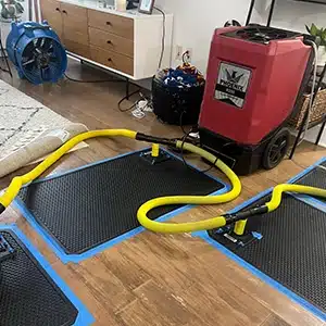 water damage job equipment setup for Jun W in Jersey City, NJ