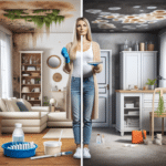 Image Description: The image shows a split view of a home. On one side, it's clean and well-maintained, while the other side shows signs of mold growth on the walls and ceiling. A woman, presumably Emma, is seen in the middle, holding a mold testing kit. The kit includes a petri dish, swab, and an air sampling device. The image represents the importance of environmental mold testing for maintaining a healthy home.