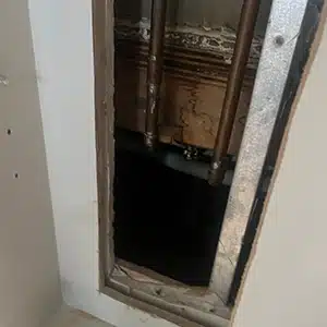 pipe burst inside the walls. Common source of leak that leads to water damage.